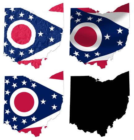 US Ohio state flag over map collageの写真素材