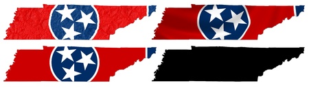 US Tennessee state flag over map collageの写真素材