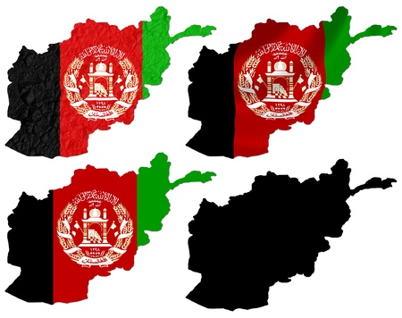 Afghanistan flag over map collageの写真素材