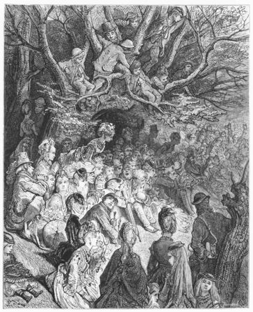 Riverbank under the Trees - Gustave Dore s 1872 London  a Pilgrimageのeditorial素材