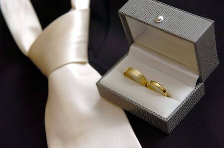 Wedding rings & wedding tieの写真素材