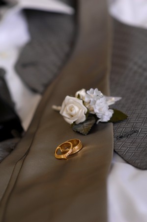 Wedding rings & boutonniere