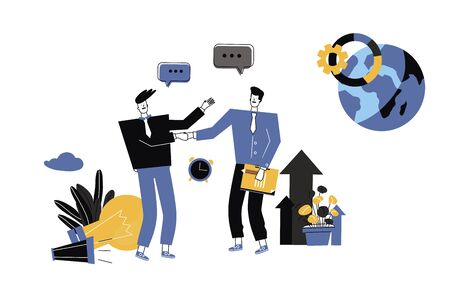 Businessmen discuss social networkのイラスト素材