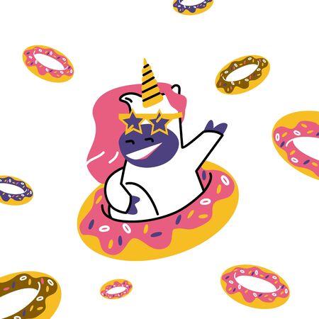 Unicorn cute cartoon illustrationのイラスト素材