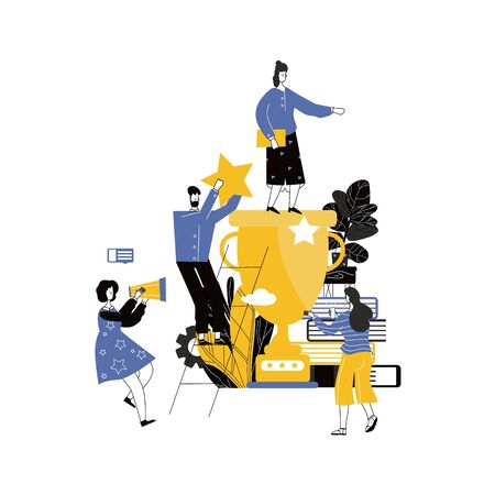 Happy people with the victory in the teamのイラスト素材