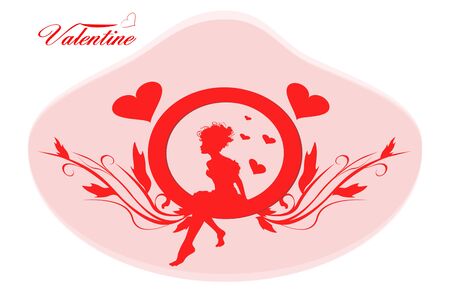 heart with women silhouetteのイラスト素材