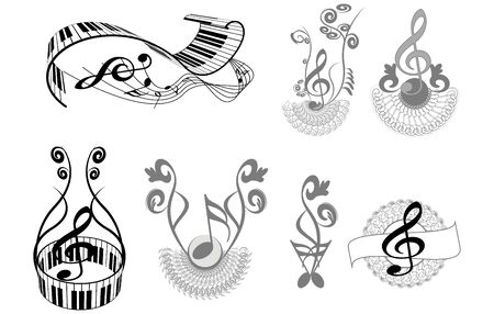 key notes withflral elementsのイラスト素材