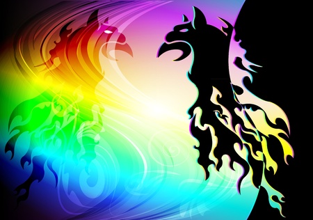 abstract background with lion tattooのイラスト素材