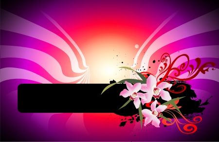 abstract background with banner and flowersのイラスト素材