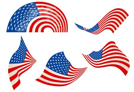 set of USA flagsのイラスト素材
