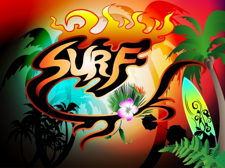 surf background with surfboardのイラスト素材