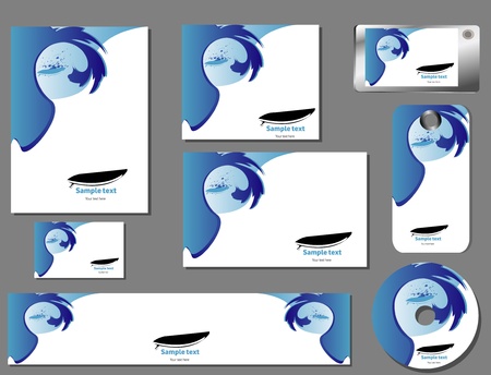 corporate identita template, surfboardのイラスト素材