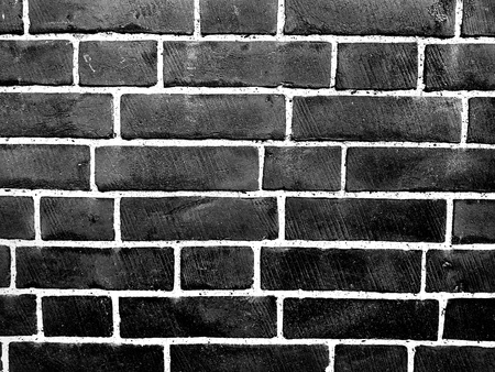 black and white brick wall, grunge old brick wall texture backgroundの写真素材