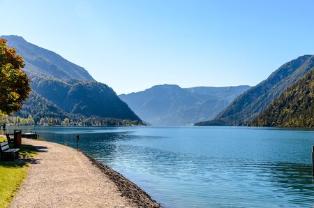 View on Achensee - Achen Lake in Tirol, Austria.の写真素材