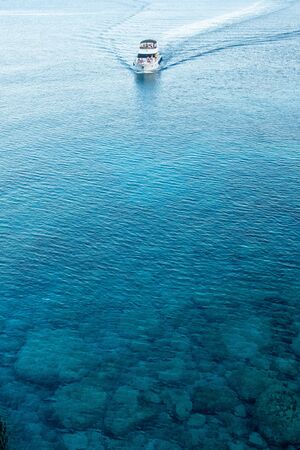 Only boat and clear waterの写真素材