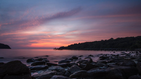 Sunset by the beachの写真素材