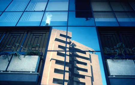 Modern building and window reflectionの写真素材