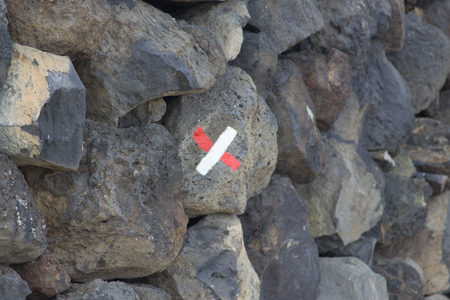 typical waymarking in los Sauces, GR GR 130, in Canary Islands, long distance foothpaths, Europeの写真素材
