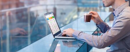 Project manager working with agile framework and scrum or kanban methodology, project management...