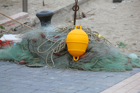 a fishing net on the beach