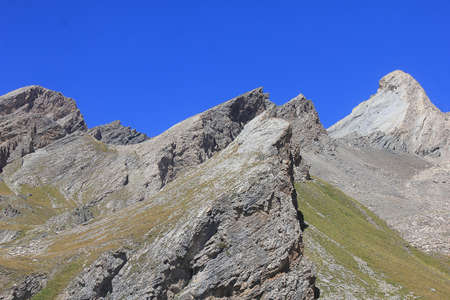 a panorama of peaks in mountainの写真素材
