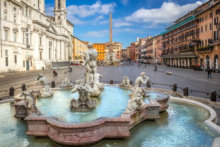 Piazza Navona, Rome. On the foreground the Moor Fountainのeditorial素材