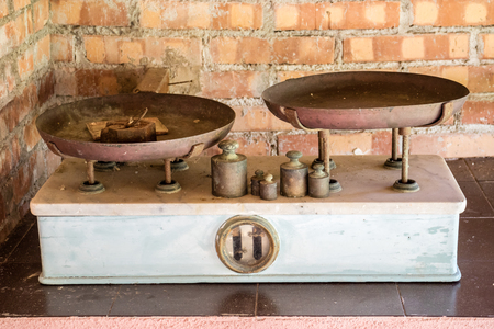Old classic vintage scale on display, Italy, Europeの写真素材
