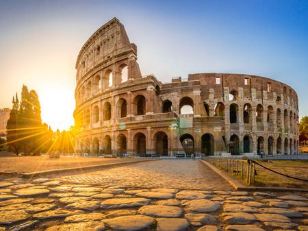 Colosseum at sunrise, Rome. Rome architecture and landmark. Rome Colosseum is one of the best known monuments of Rome and Italyの写真素材