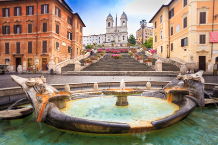 Spanish steps blurred in vintage style, Rome, Italy, Europeの写真素材