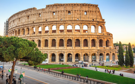 Colosseum at sunrise, Rome. Rome architecture and landmark. Rome Colosseum is one of the best known...