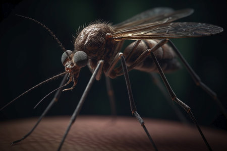 mosquito on the human body close-up, macro photographyの素材