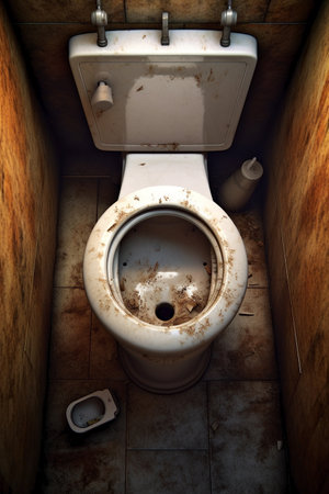 Toilet in an old house. 3d render. Computer digital drawing.の素材