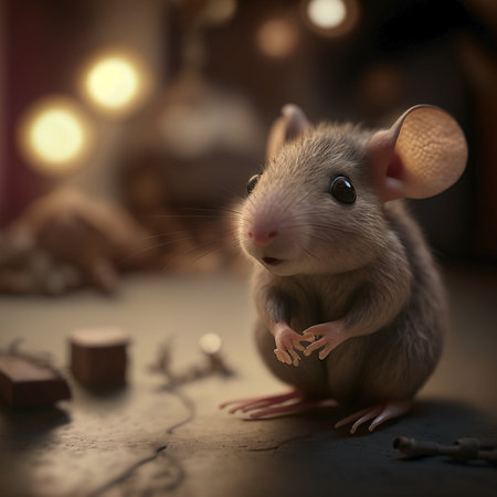 Cute little rat with a nutcracker in the form of a mouseの素材