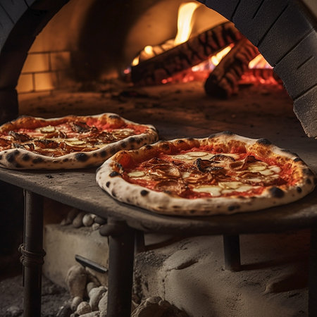 Pizza in the oven. Pizza in the oven. Restaurant.の素材