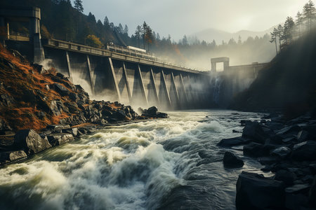 Foggy morning on the Horseshoe Falls, Washington.の素材