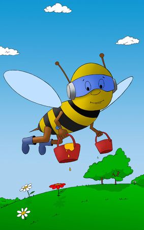 illustration of working bee の写真素材