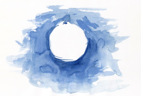 Round frame made with watercolorの写真素材