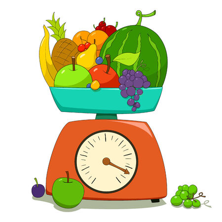 Fruits on weightのイラスト素材