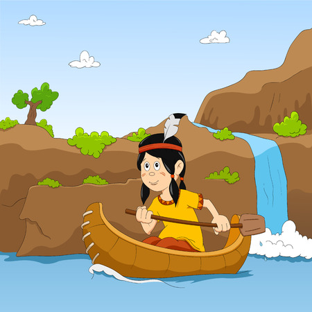 Canoe on the riverのイラスト素材