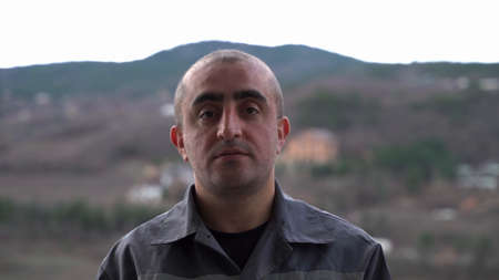 Portrait of male worker of Caucasian nationality close-up.の写真素材