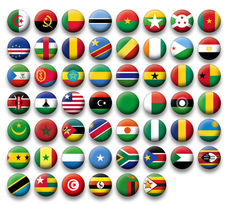 Set of buttons flags of Africaのイラスト素材
