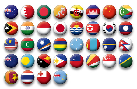 Set of buttons flags of Oceania and Pacificのイラスト素材