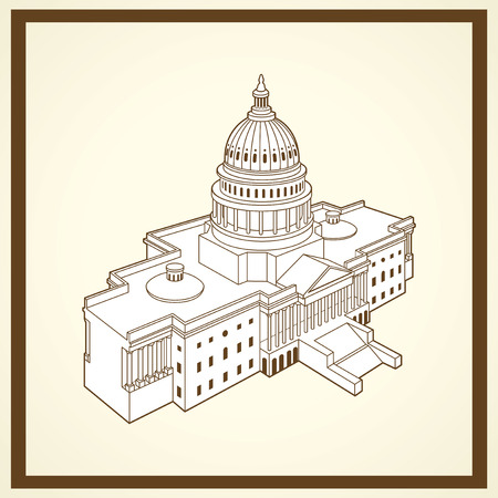 united states capitol postcardのイラスト素材