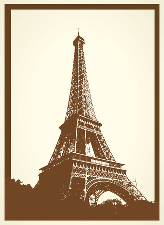 tout eiffel ancient postcardのイラスト素材