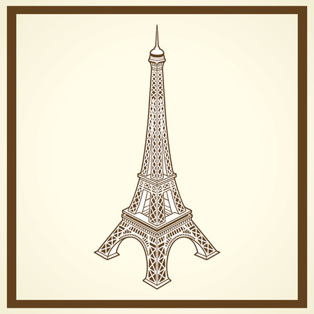 tour eiffel postcardのイラスト素材