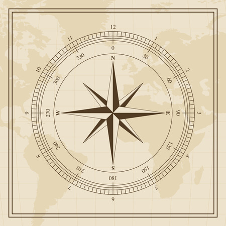 Wind rose on a world map backgroundのイラスト素材