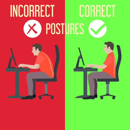Correct Incorrect Posturesのイラスト素材