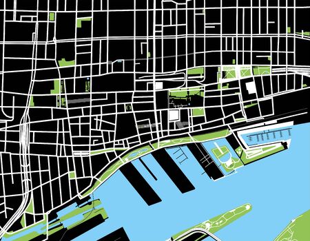 Montreal black and white mapのイラスト素材
