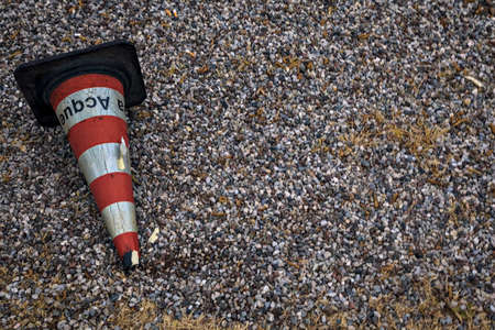 Traffic cone on the gravel