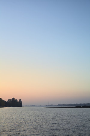 River at sunset in autumn